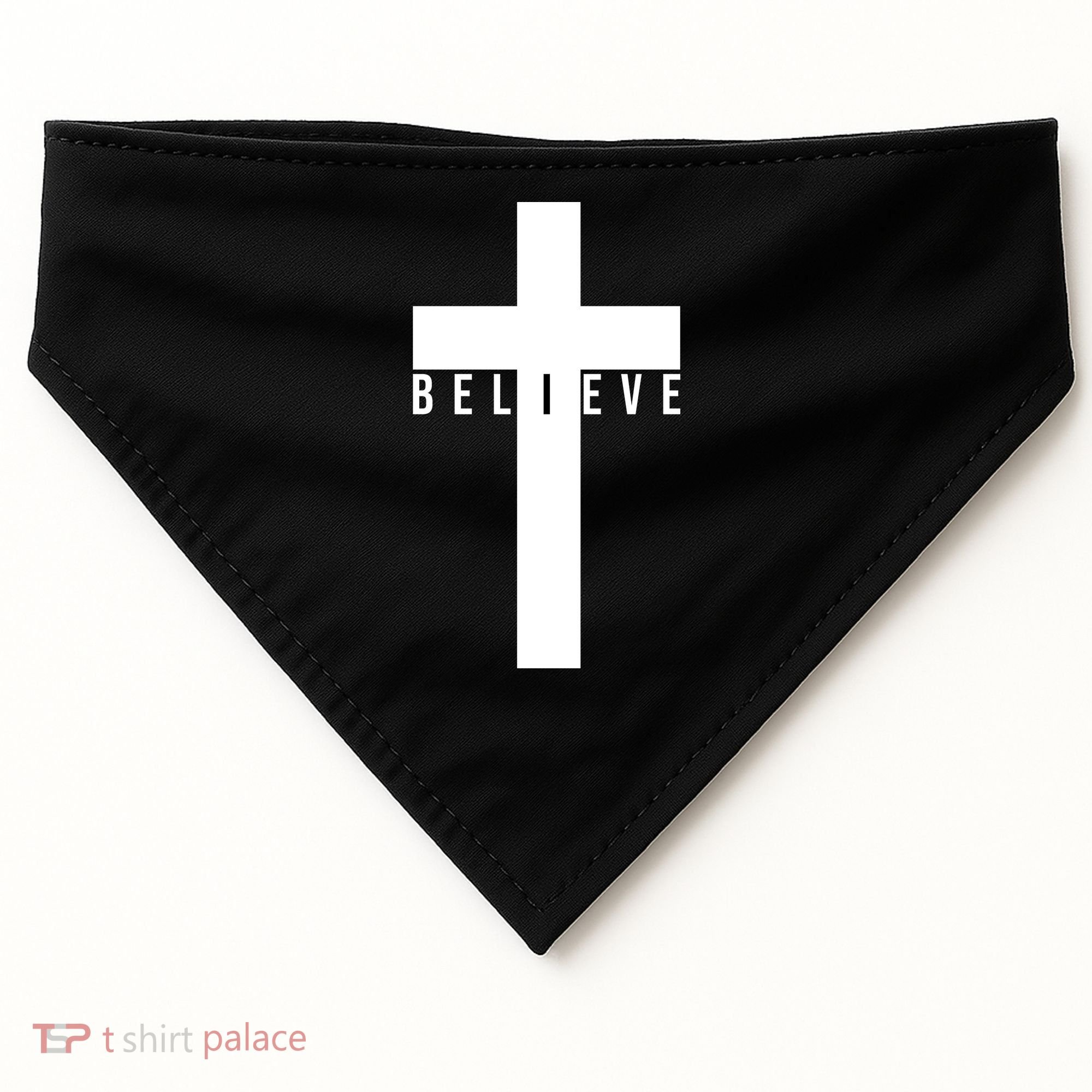 Believe Christian Cross Religious USA-Made Doggie Bandana