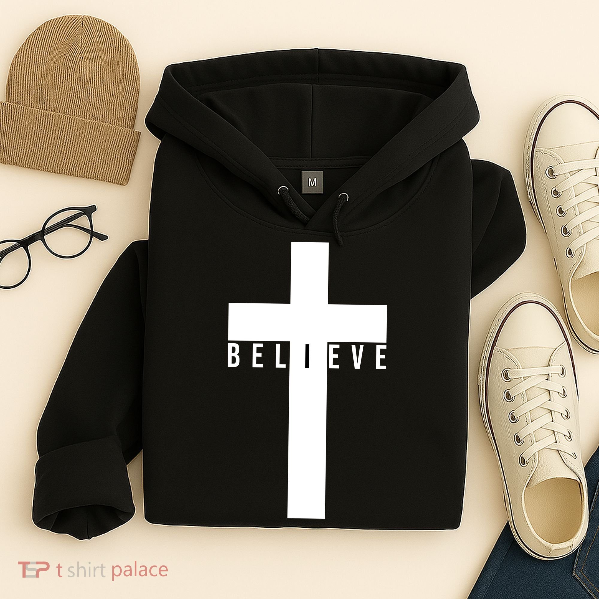 Believe Christian Cross Religious Hoodie