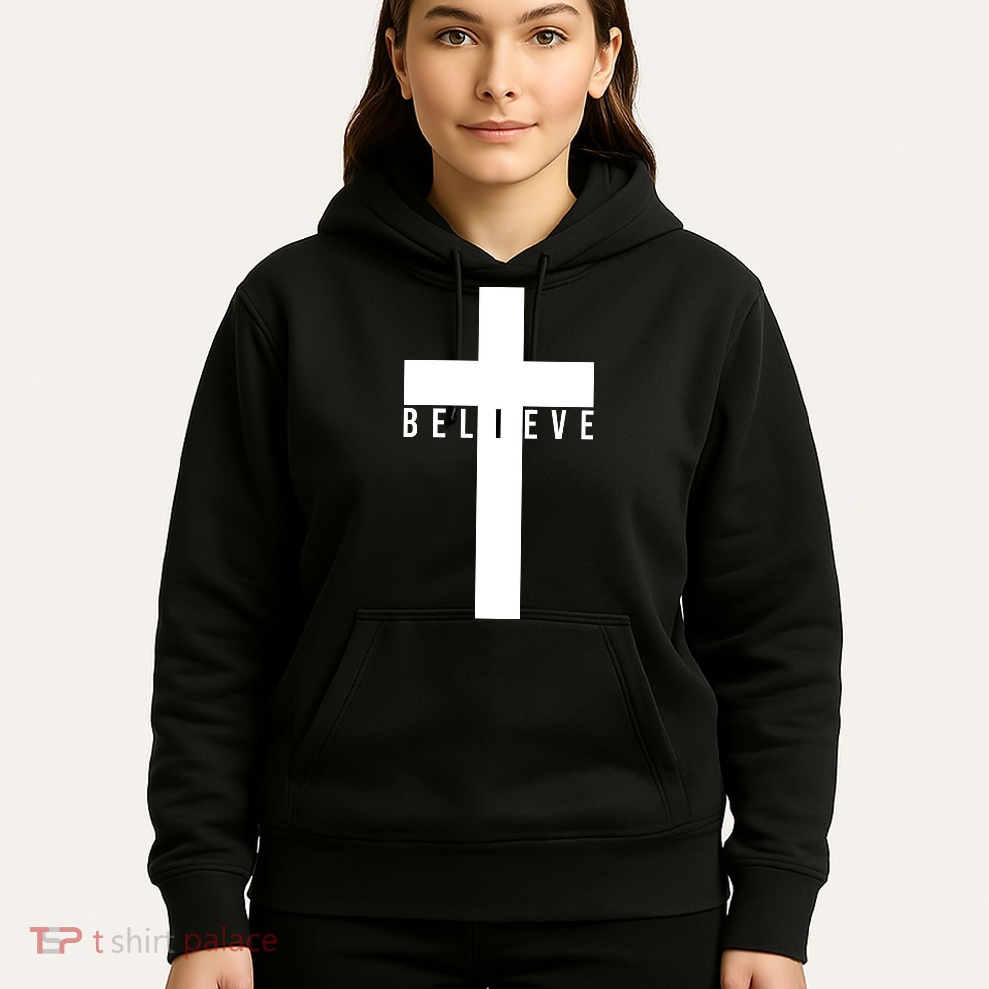 Believe Christian Cross Religious Hoodie