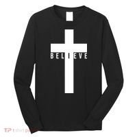 Believe Christian Cross Religious Long Sleeve Shirt thumb 0