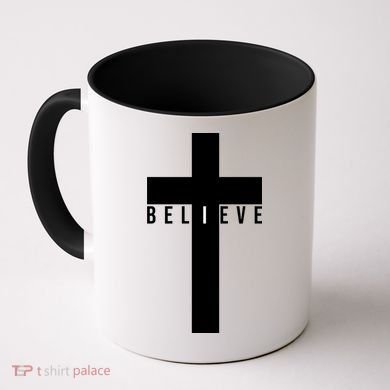 Believe Christian Cross Religious Coffee Mug