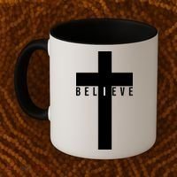 Believe Christian Cross Religious Coffee Mug thumb 2