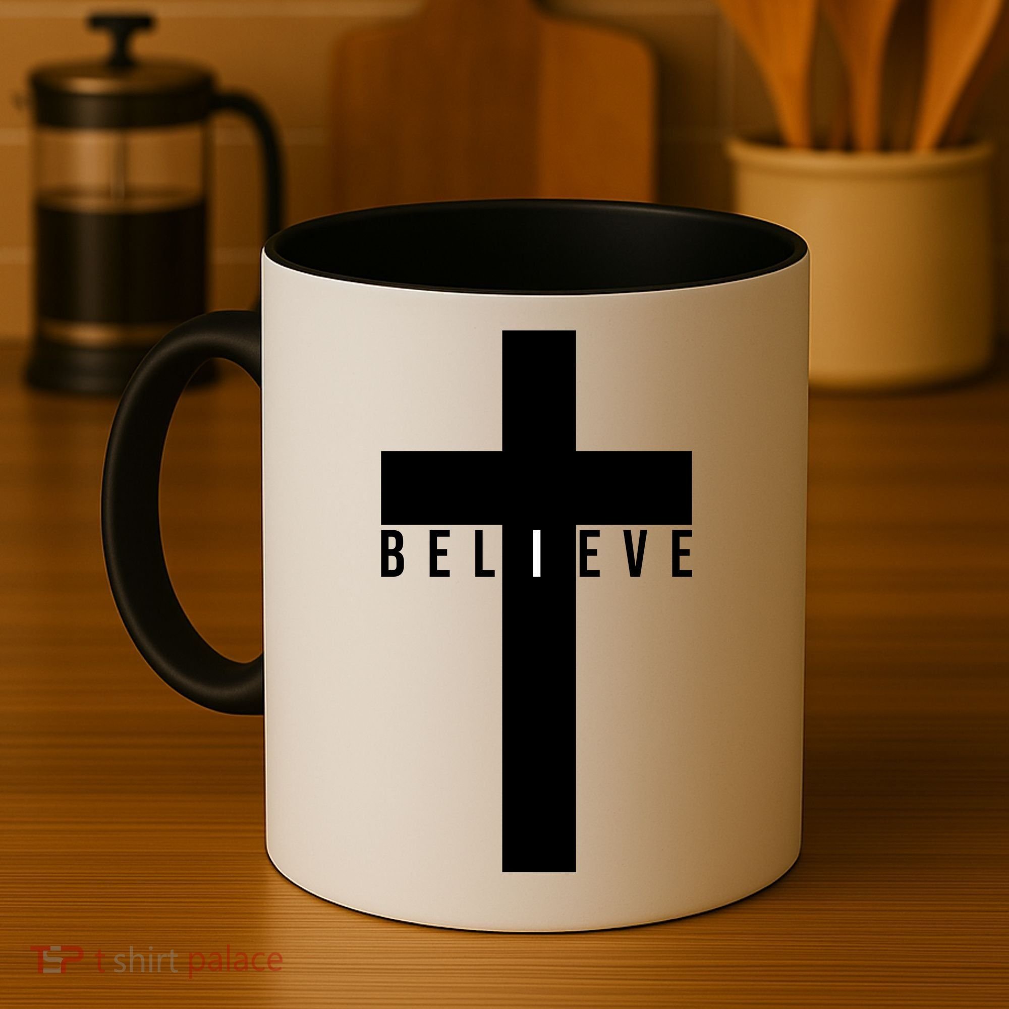 Believe Christian Cross Religious Coffee Mug