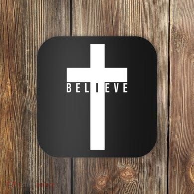 Believe Christian Cross Religious Coaster