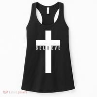 Believe Christian Cross Religious Women's Tank Top thumb 0