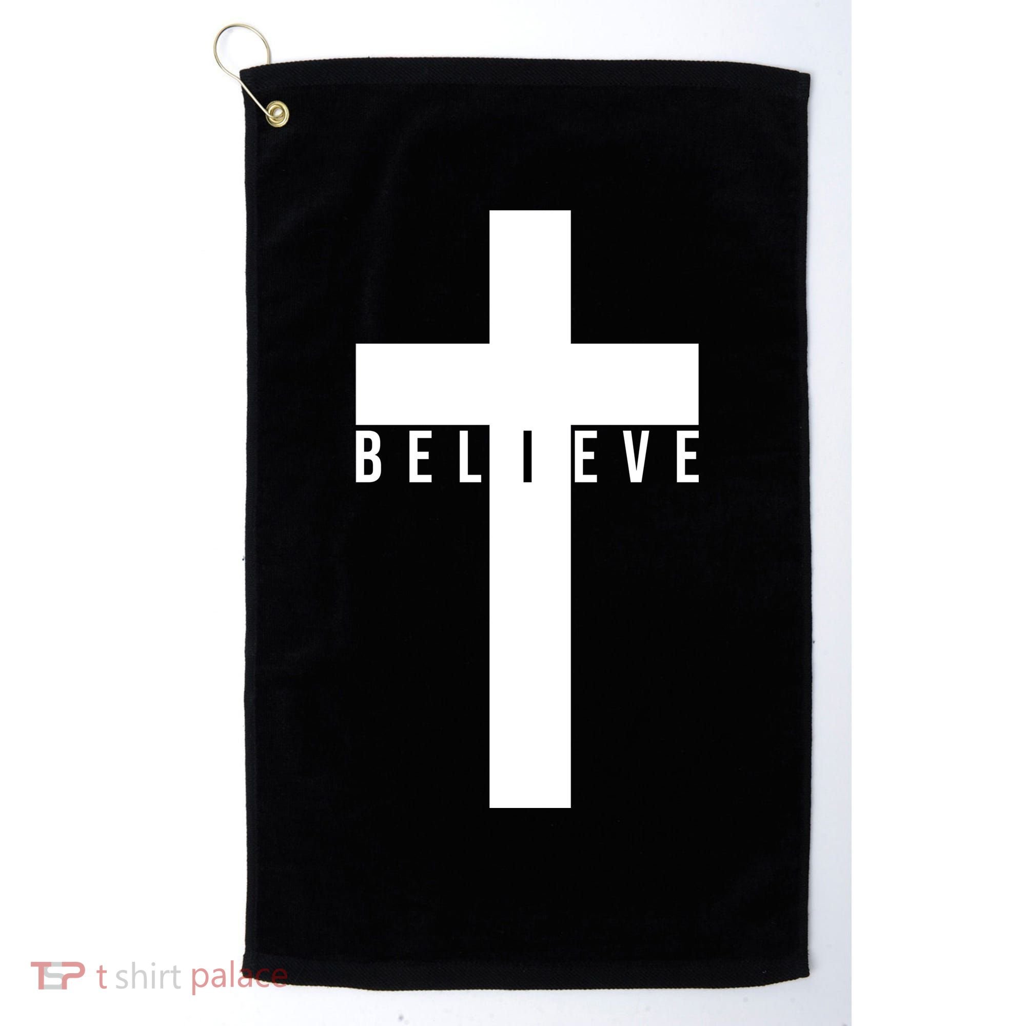 Believe Christian Cross Religious Golf Towel