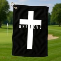 Believe Christian Cross Religious Golf Towel thumb 1