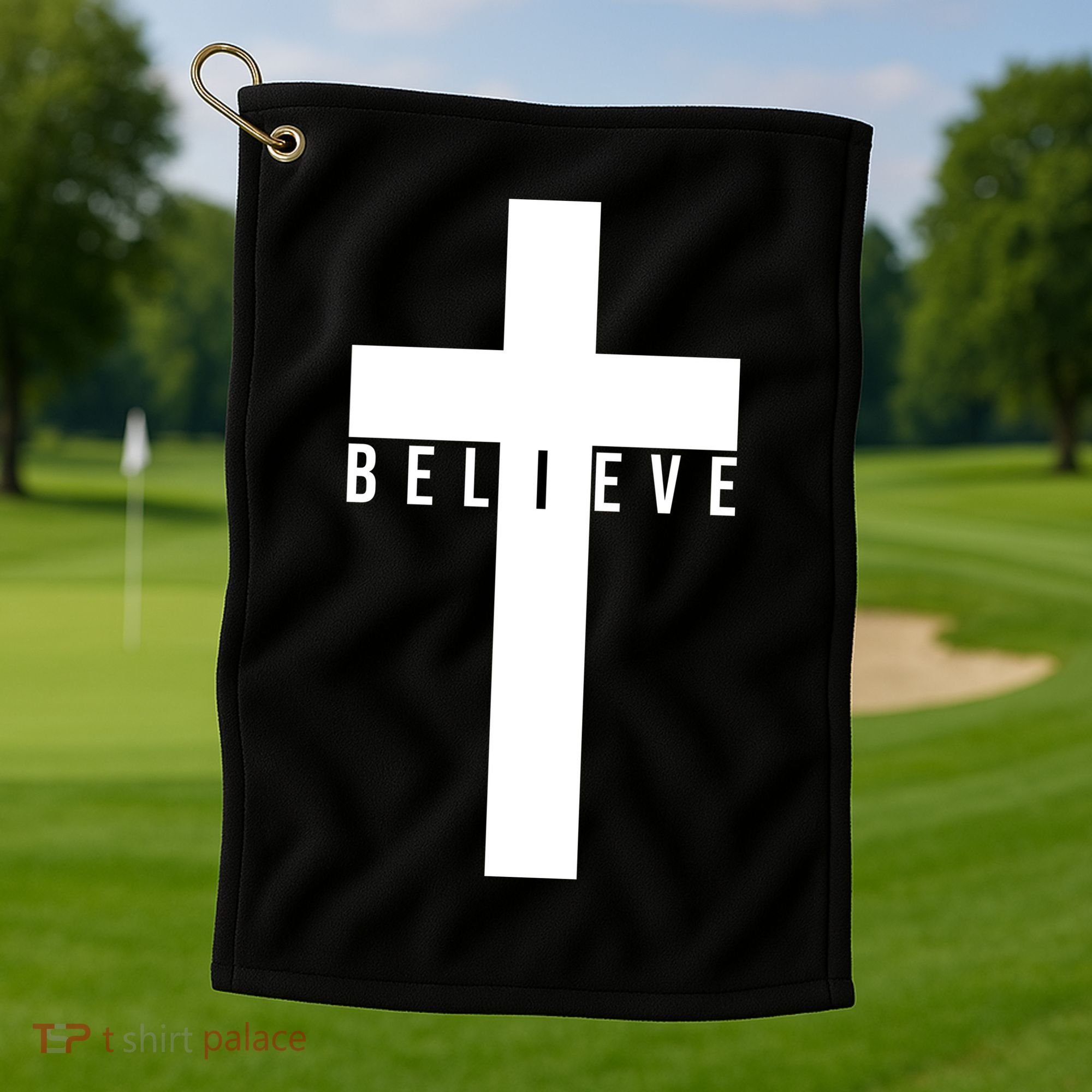 Believe Christian Cross Religious Golf Towel
