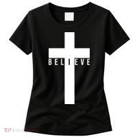 Believe Christian Cross Religious Women's T-Shirt thumb 0