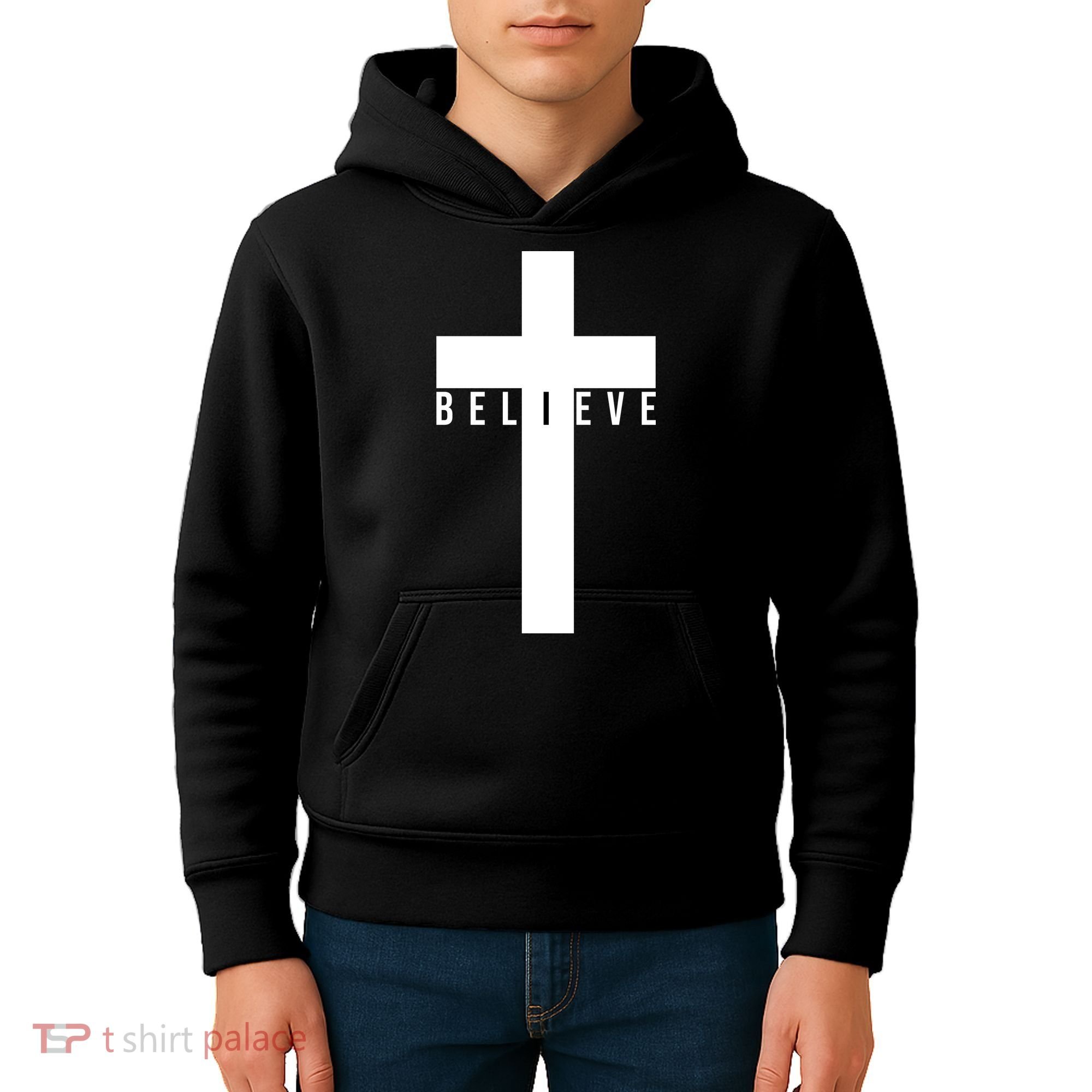 Believe Christian Cross Religious Kids Hoodie