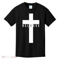 Believe Christian Cross Religious Kids T-Shirt thumb 0