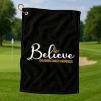 Believe Childhood Cancer Awareness Golf Towel thumb 1