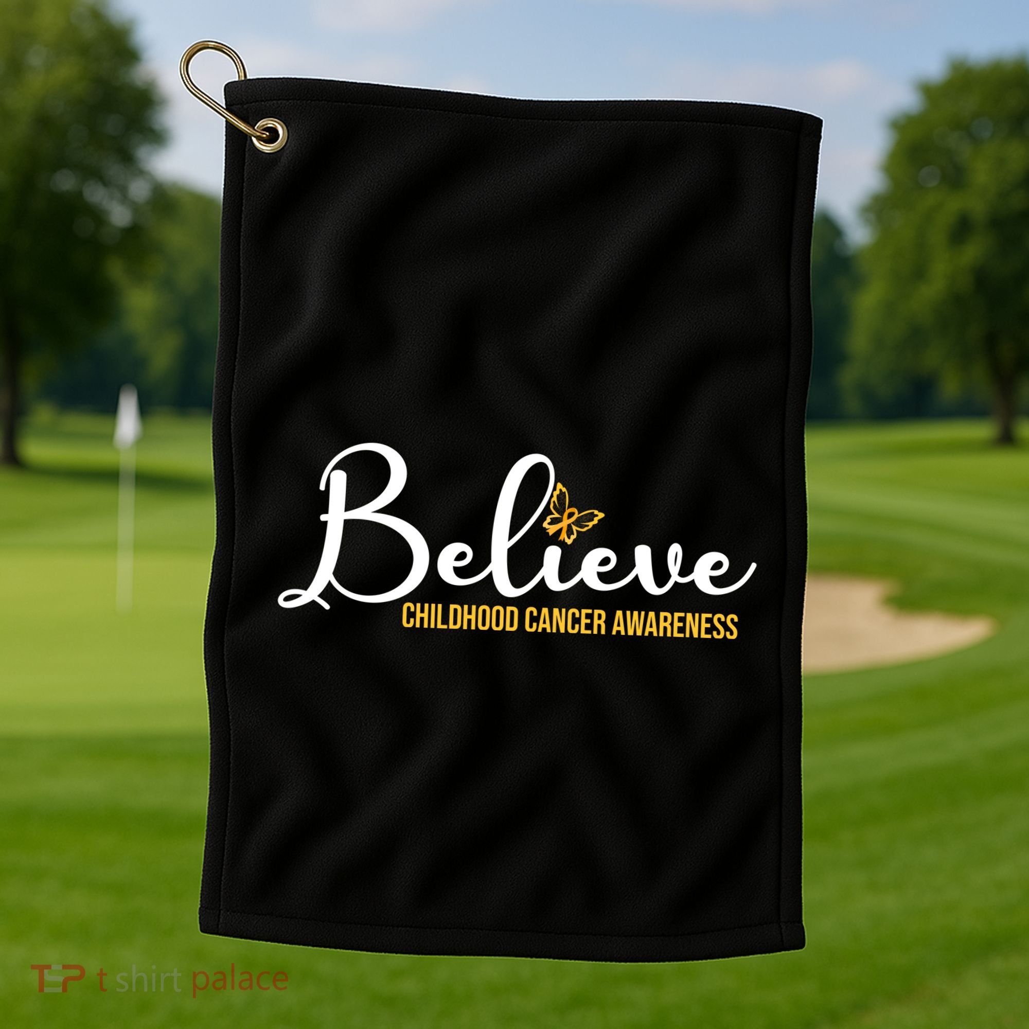 Believe Childhood Cancer Awareness Golf Towel