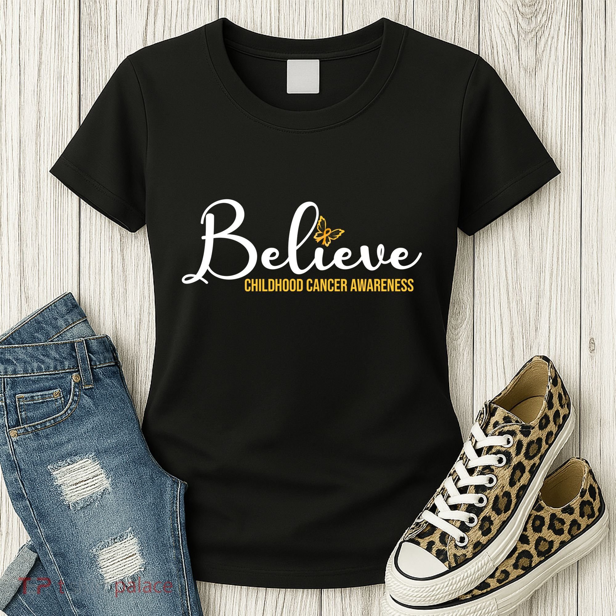 Believe Childhood Cancer Awareness Women's T-Shirt