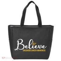 Believe Childhood Cancer Awareness Tote Bag thumb 0