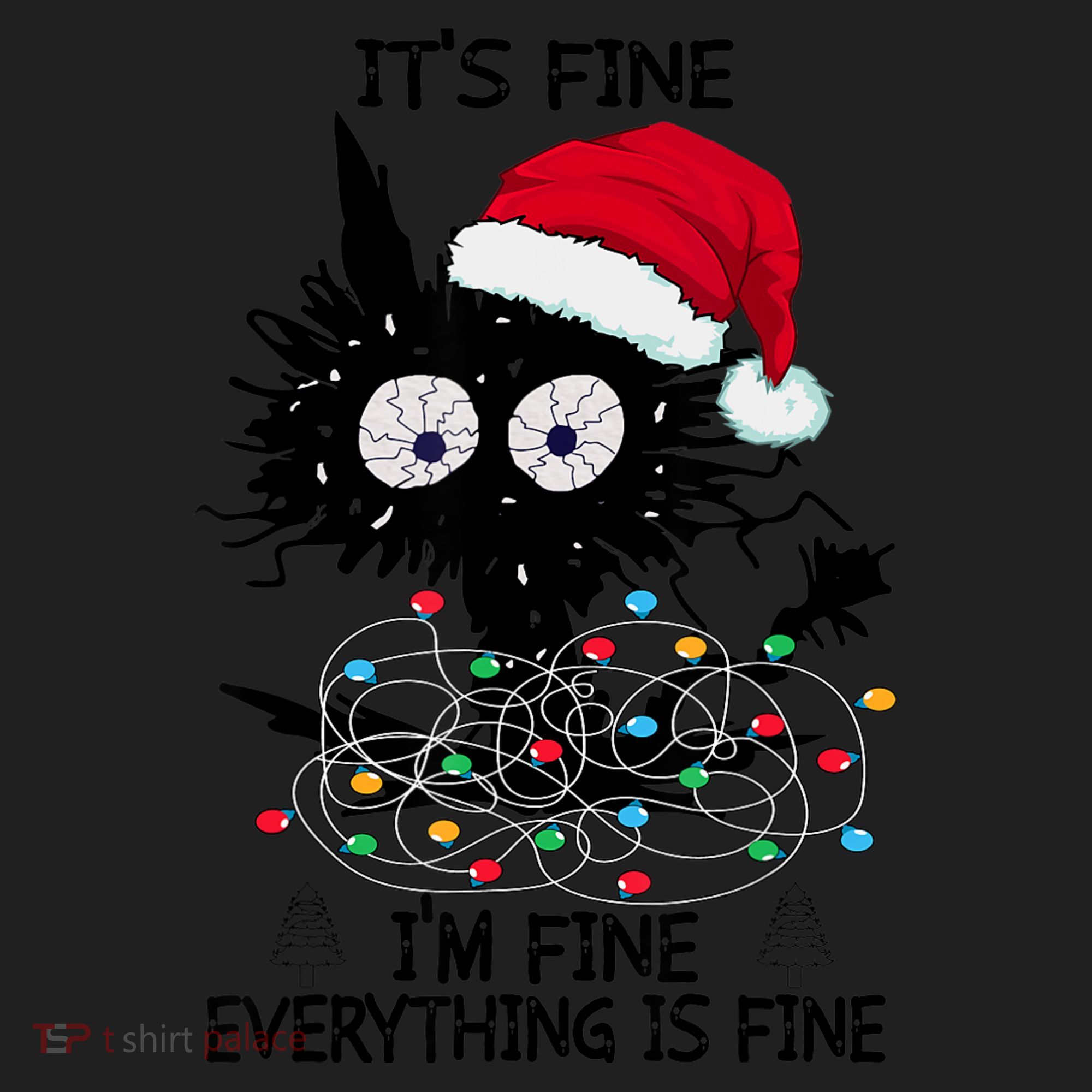 Black Cats Christmas It's Fine I'm Fine Everything Is Fine Women's Sweatshirt