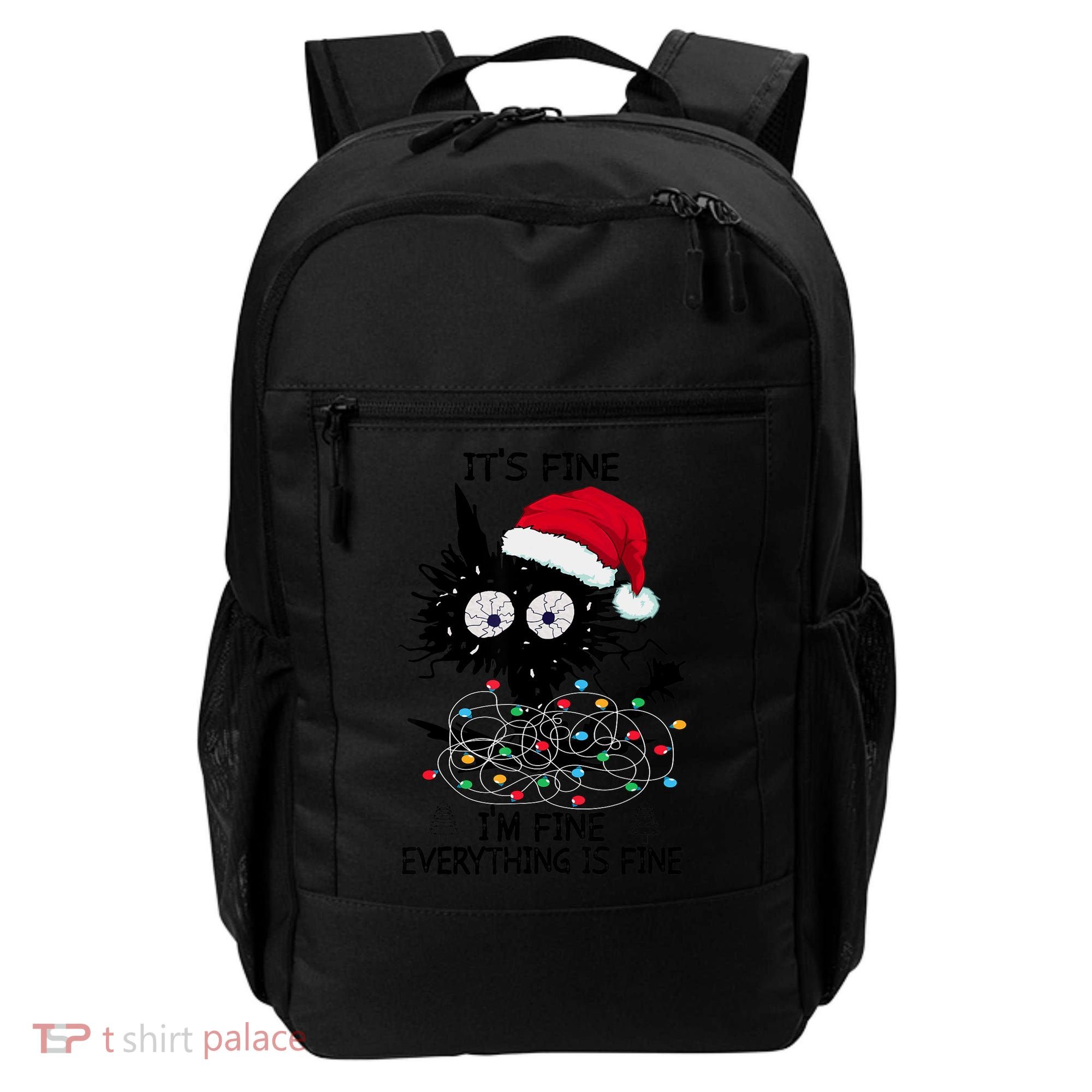 Black Cats Christmas It's Fine I'm Fine Everything Is Fine Backpack
