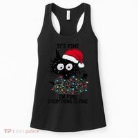 Black Cats Christmas It's Fine I'm Fine Everything Is Fine Women's Tank Top thumb 0