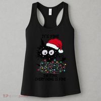 Black Cats Christmas It's Fine I'm Fine Everything Is Fine Women's Tank Top thumb 3
