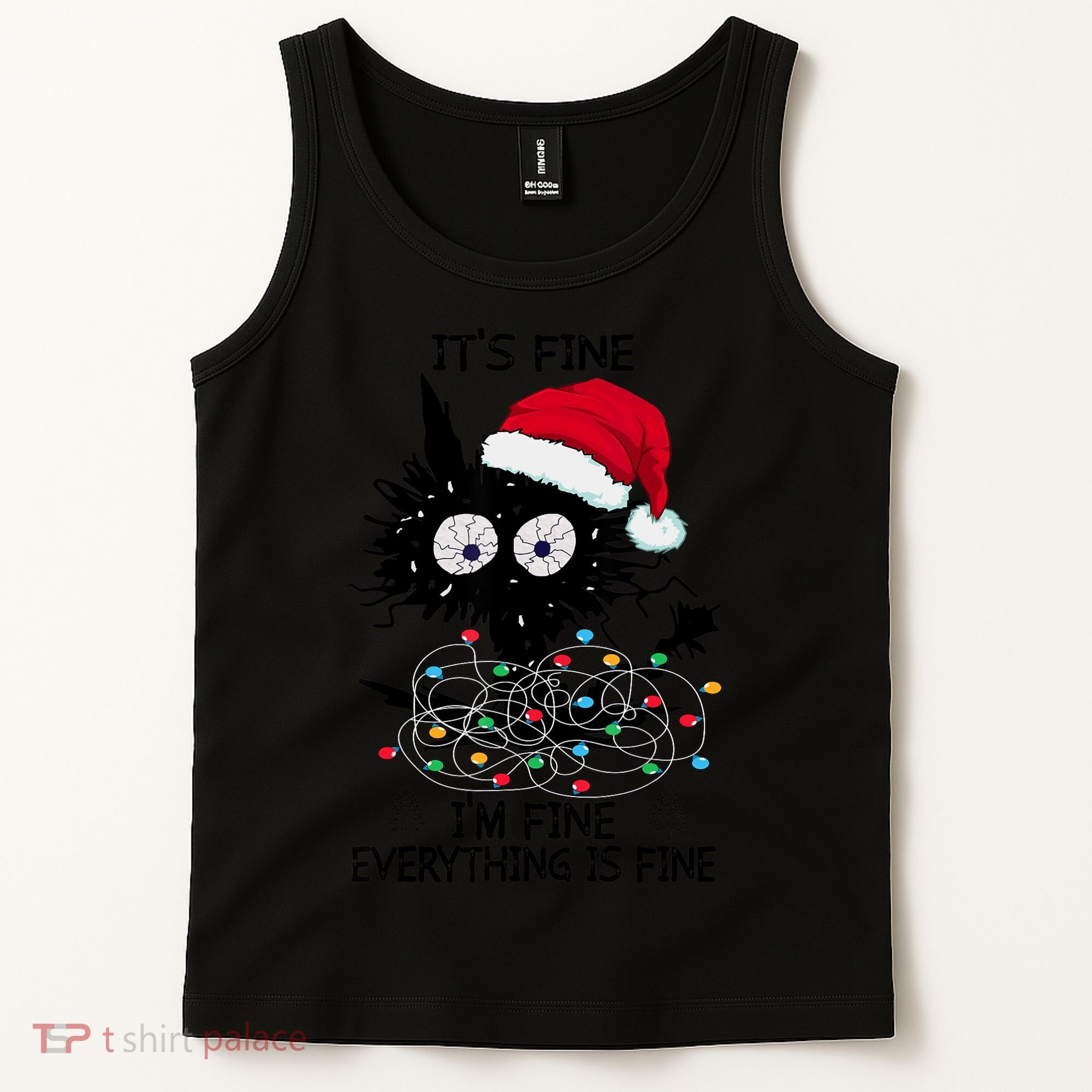 Black Cats Christmas It's Fine I'm Fine Everything Is Fine Tank Top
