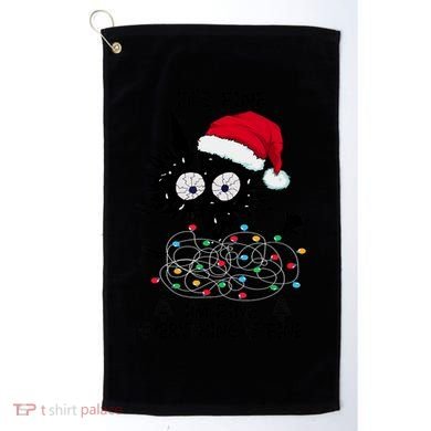Black Cats Christmas It's Fine I'm Fine Everything Is Fine Golf Towel