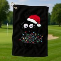Black Cats Christmas It's Fine I'm Fine Everything Is Fine Golf Towel thumb 1