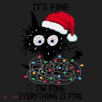 Black Cats Christmas It's Fine I'm Fine Everything Is Fine Golf Towel thumb 3
