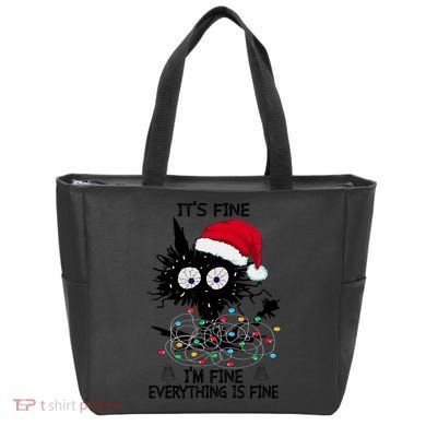 Black Cats Christmas It's Fine I'm Fine Everything Is Fine Tote Bag