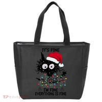 Black Cats Christmas It's Fine I'm Fine Everything Is Fine Tote Bag thumb 0