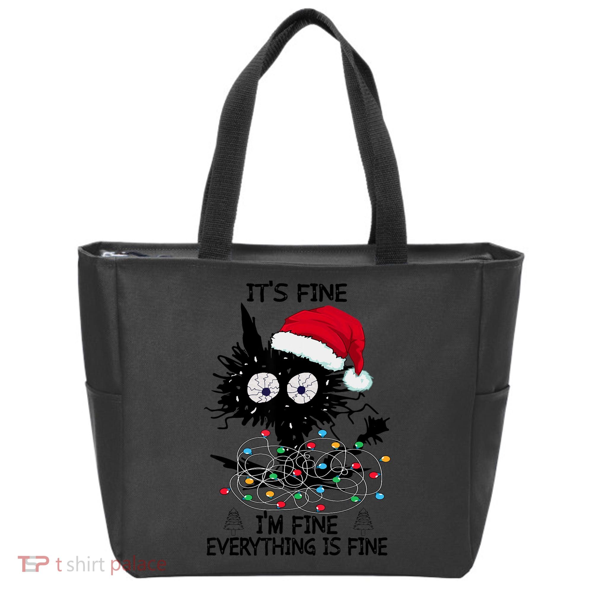 Black Cats Christmas It's Fine I'm Fine Everything Is Fine Tote Bag