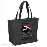 Black Cats Christmas It's Fine I'm Fine Everything Is Fine Tote Bag thumb 2