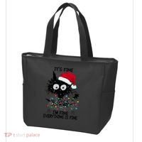 Black Cats Christmas It's Fine I'm Fine Everything Is Fine Tote Bag thumb 3