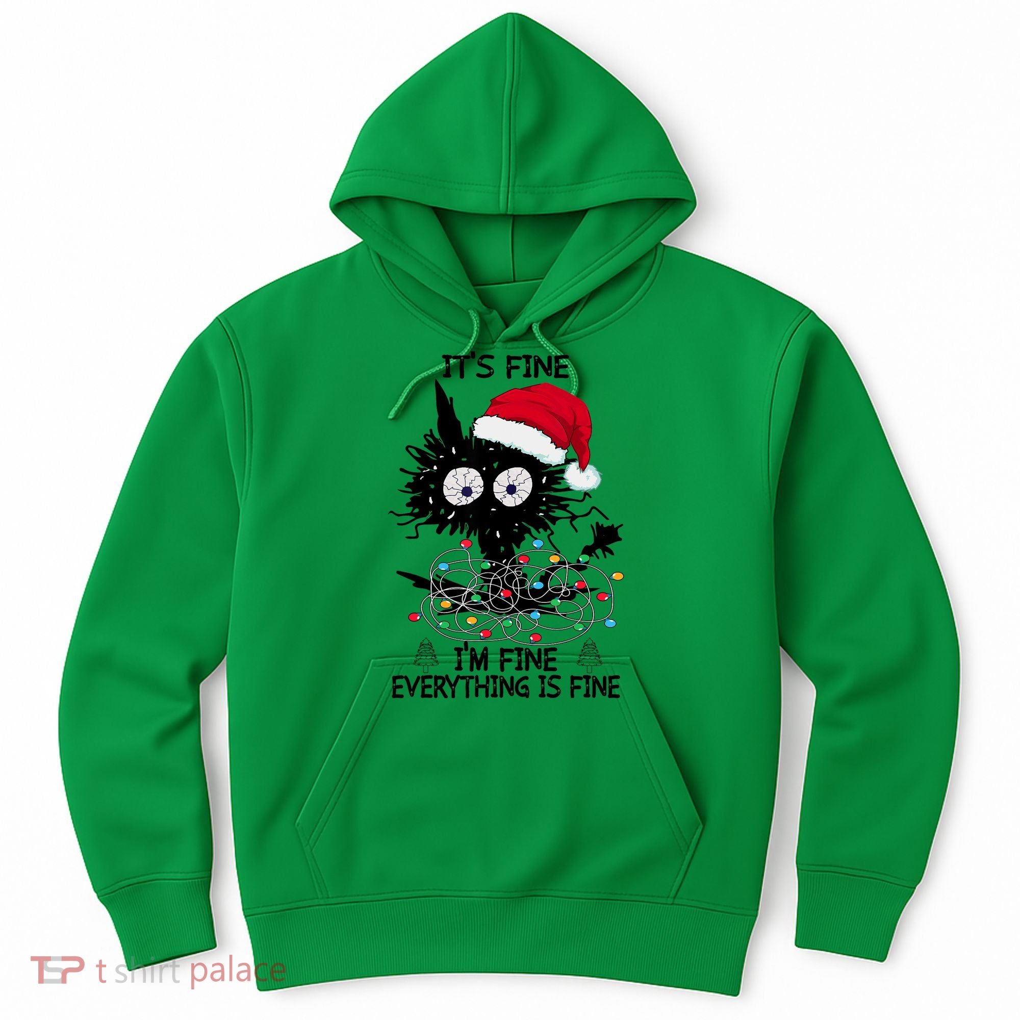 Black Cats Christmas It's Fine I'm Fine Everything Is Fine Hoodie