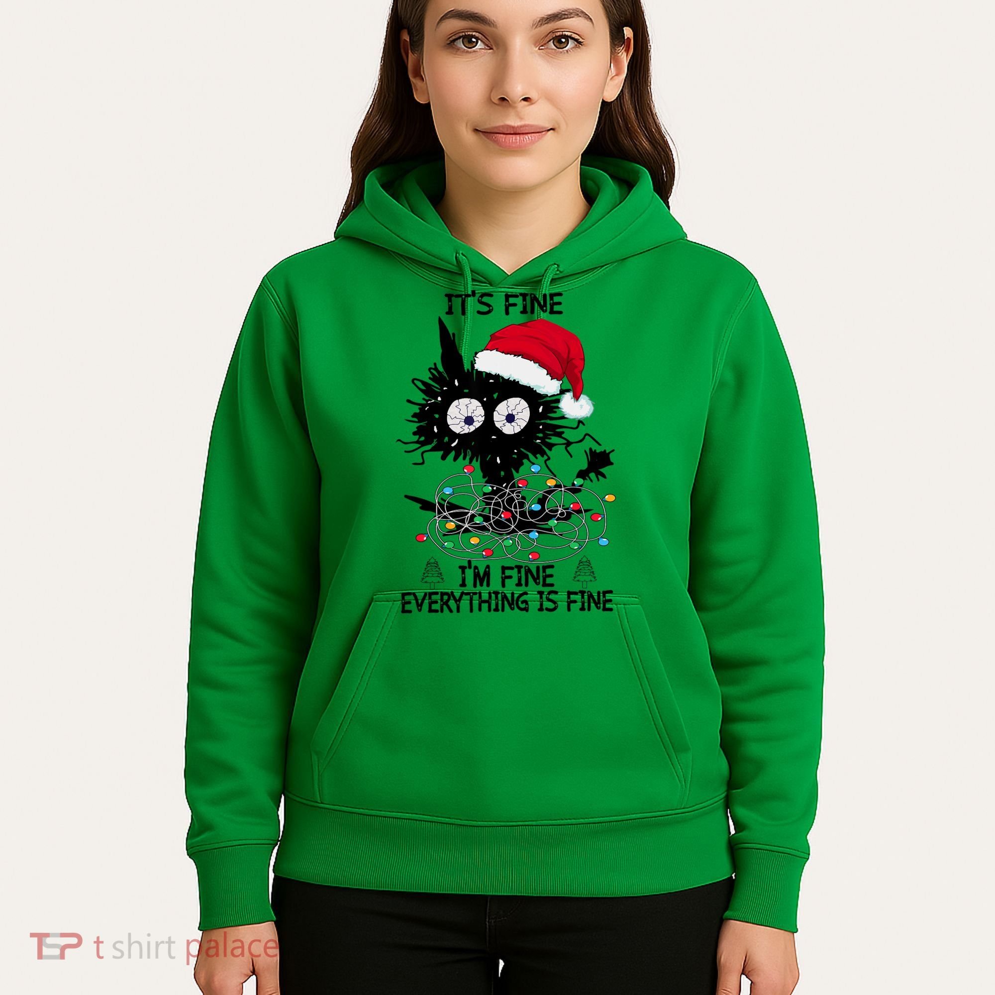 Black Cats Christmas It's Fine I'm Fine Everything Is Fine Hoodie