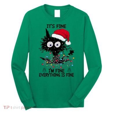Black Cats Christmas It's Fine I'm Fine Everything Is Fine Long Sleeve Shirt