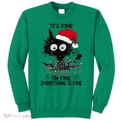 Black Cats Christmas It's Fine I'm Fine Everything Is Fine Sweatshirt