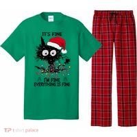Black Cats Christmas It's Fine I'm Fine Everything Is Fine Pajama Set thumb 0