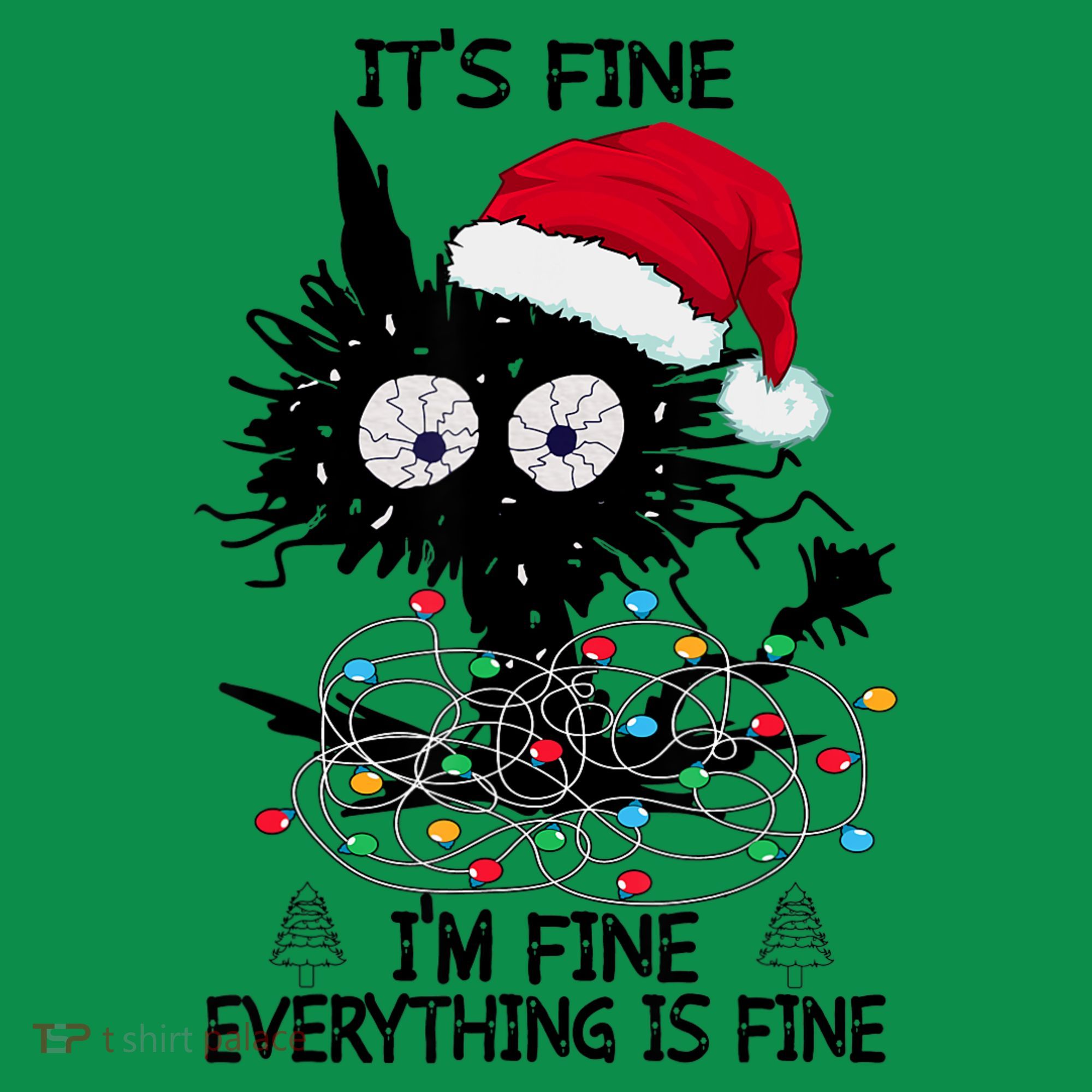 Black Cats Christmas It's Fine I'm Fine Everything Is Fine Mousepad