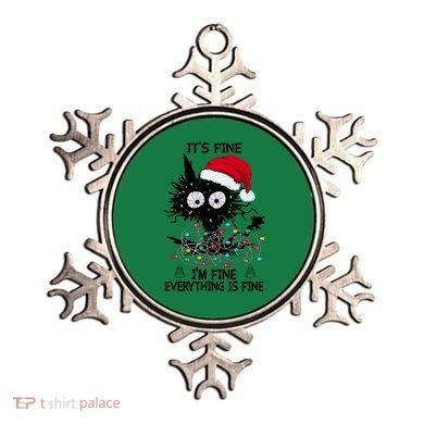 Black Cats Christmas It's Fine I'm Fine Everything Is Fine Ornament