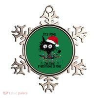 Black Cats Christmas It's Fine I'm Fine Everything Is Fine Ornament thumb 0
