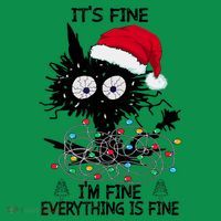 Black Cats Christmas It's Fine I'm Fine Everything Is Fine Ornament thumb 1