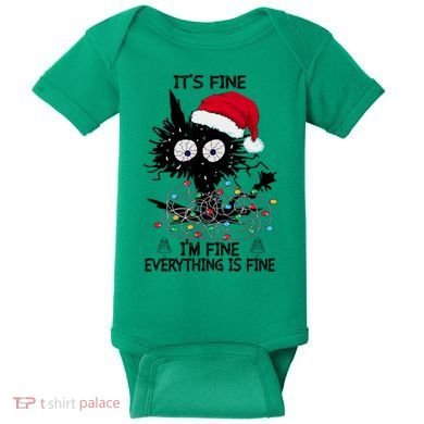 Black Cats Christmas It's Fine I'm Fine Everything Is Fine Baby Bodysuit