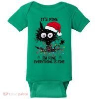 Black Cats Christmas It's Fine I'm Fine Everything Is Fine Baby Bodysuit thumb 0