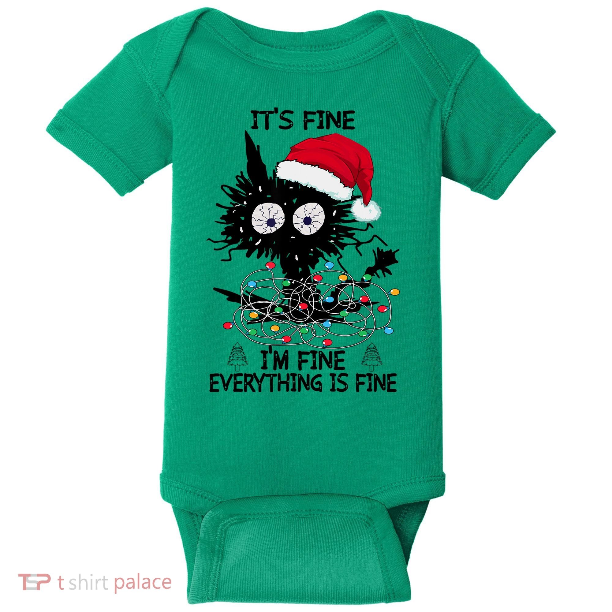 Black Cats Christmas It's Fine I'm Fine Everything Is Fine Baby Bodysuit