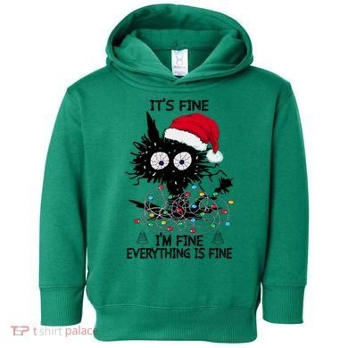 Black Cats Christmas It's Fine I'm Fine Everything Is Fine Toddler Hoodie