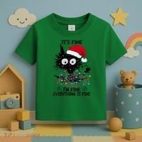 Black Cats Christmas It's Fine I'm Fine Everything Is Fine Toddler T-Shirt thumb 3
