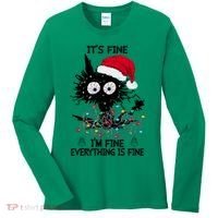 Black Cats Christmas It's Fine I'm Fine Everything Is Fine Women's Long Sleeve Shirt thumb 0