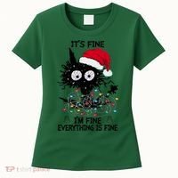 Black Cats Christmas It's Fine I'm Fine Everything Is Fine Women's T-Shirt thumb 0
