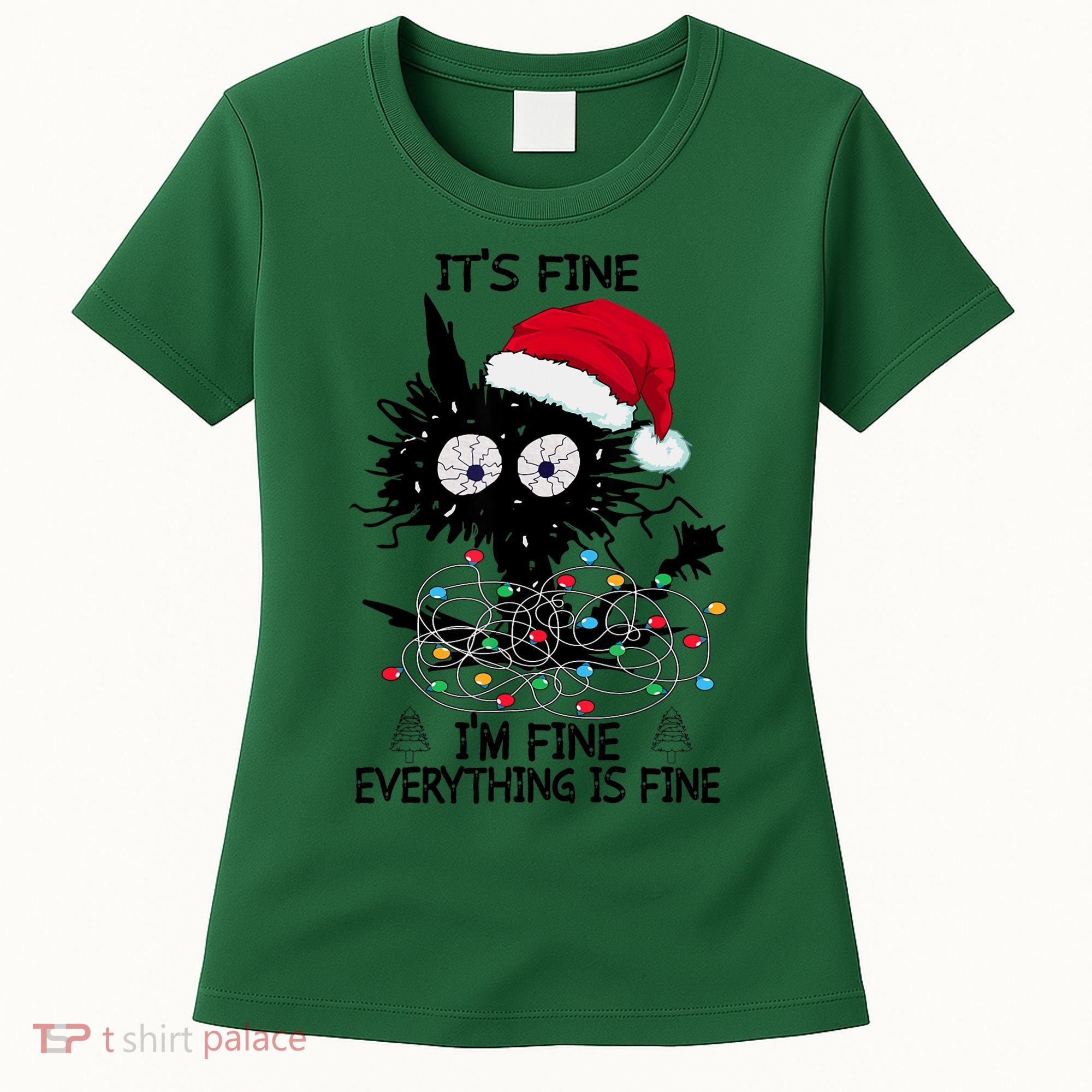 Black Cats Christmas It's Fine I'm Fine Everything Is Fine Women's T-Shirt