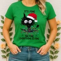 Black Cats Christmas It's Fine I'm Fine Everything Is Fine Women's T-Shirt thumb 2